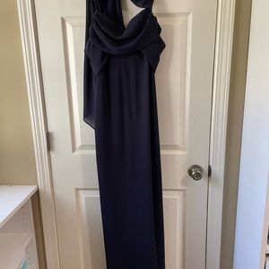 Black cowl neck sleeveless sheath